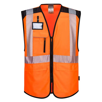 Pw3 Hi Vis Executive Vest Pw309 - Orange Black - Customisable Vests