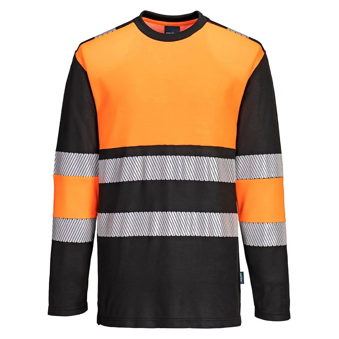 Pw3 Hi Vis Cotton Comfort Class 1 T Shirt L/S Pw312 - Orange Black - Customisable T-Shirt