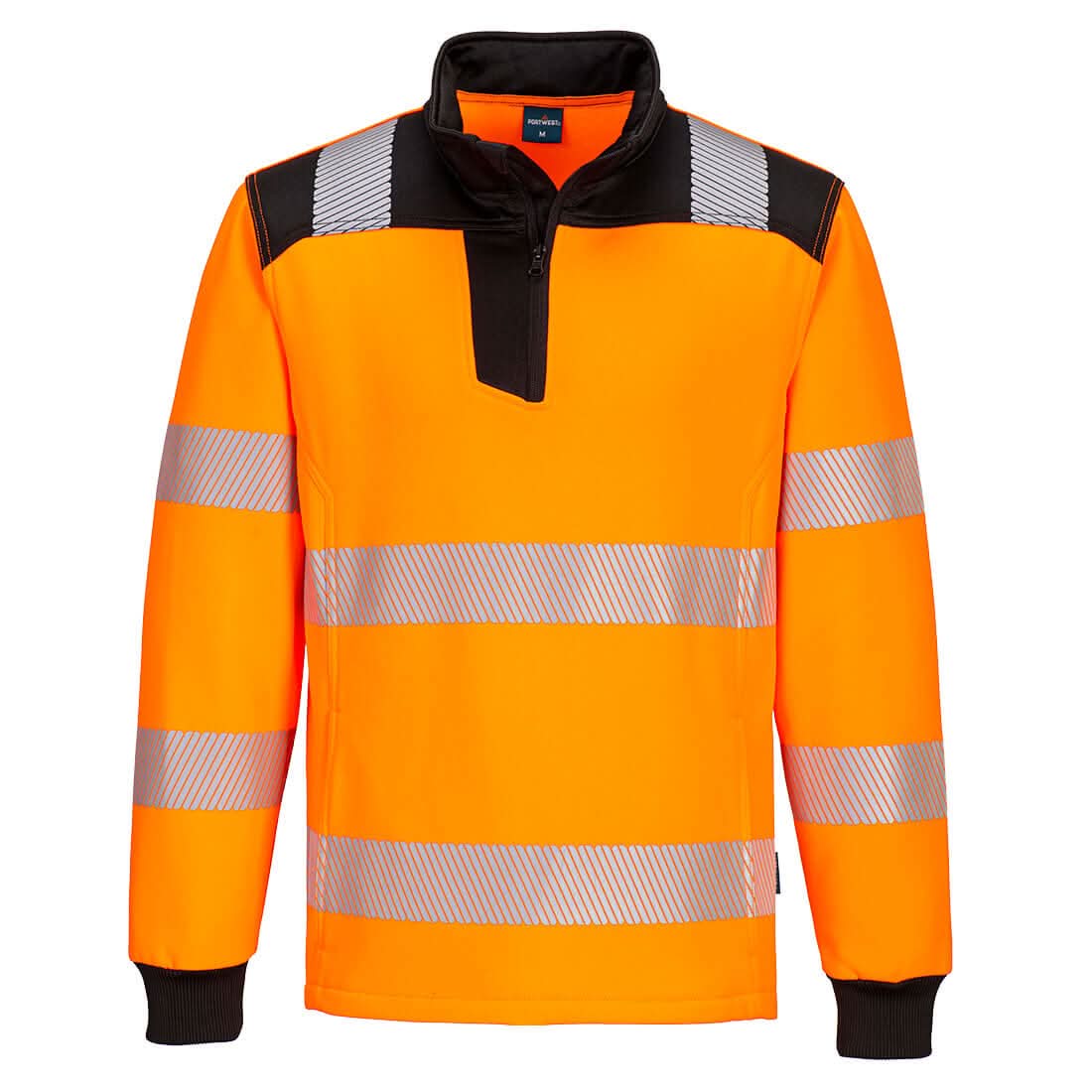 Portwest Pw3 Hi Vis 14 Zip Sweatshirt PW326 - Orange Black - Customisable Hi-Vis Sweatshirt