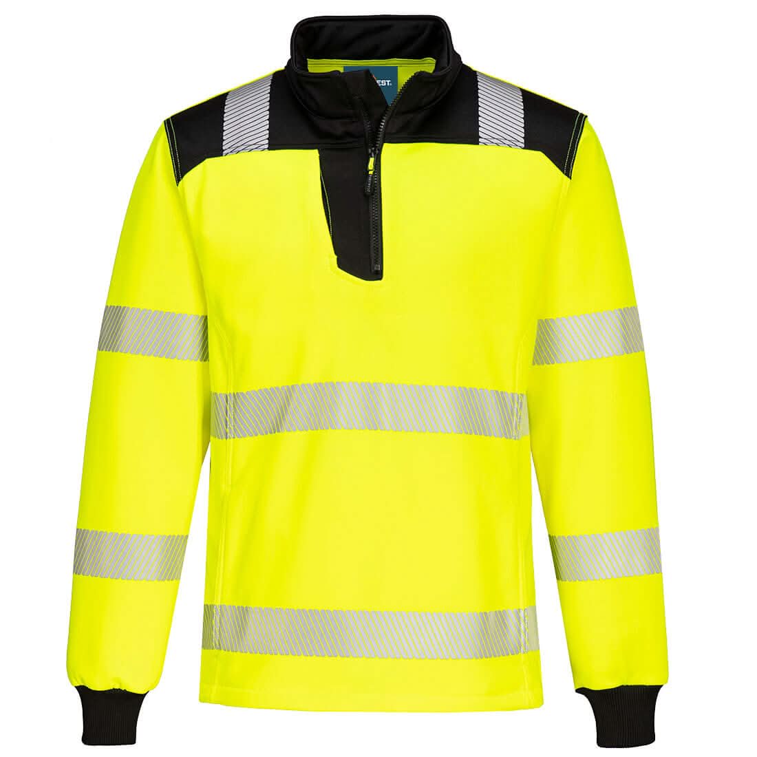 Portwest Pw3 Hi Vis 14 Zip Sweatshirt PW326 - Yellow Black - Customisable Hi-Vis Sweatshirt