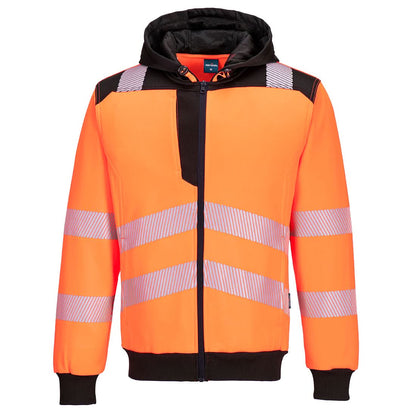 Portwest Pw3 Hi Vis Zip Hoodie PW327 - Orange Black - Customisable Hoodies