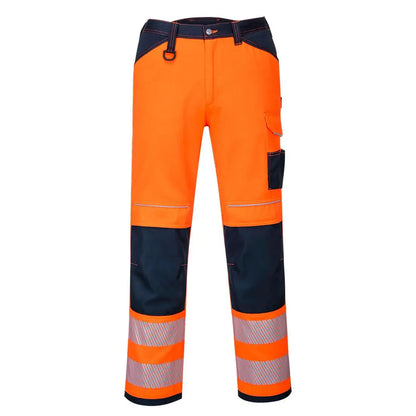 Pw3 Hi Vis Work Trousers Pw340 - Orange Navy Short - Customisable Work Trousers