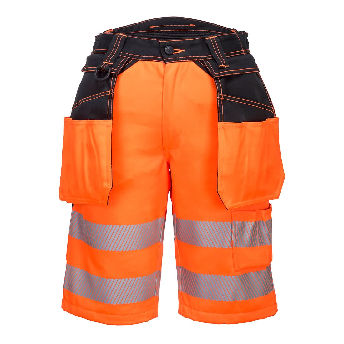Portwest Pw3 Hi Vis Holster Pocket Shorts PW343 - Orange Black - Customisable Shorts