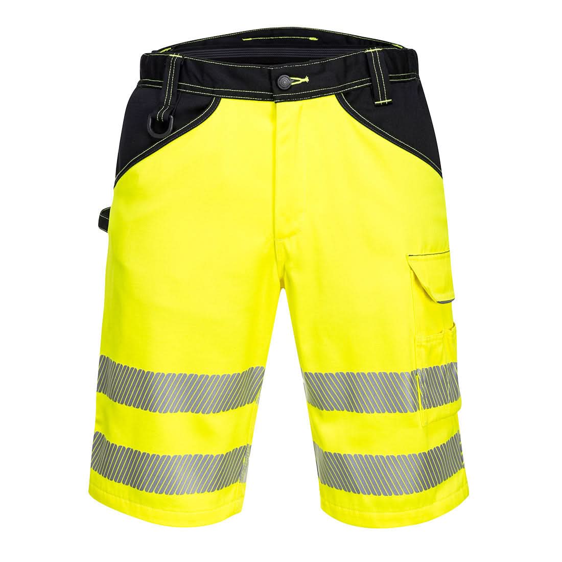 Portwest Pw3 Hi Vis Shorts PW348 - Yellow Black - Customisable Shorts
