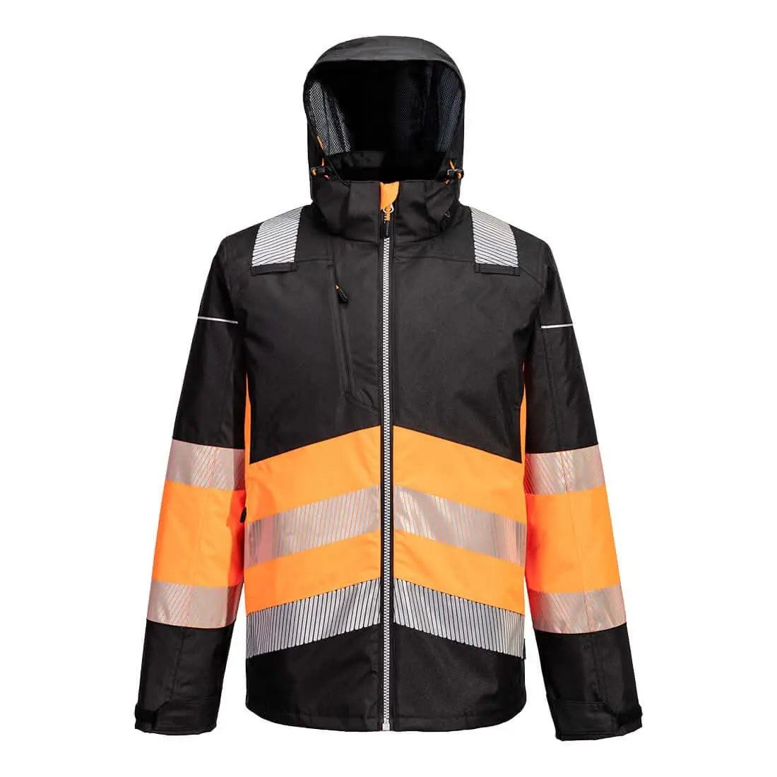 Pw3 Hi Vis Class 1 Winter Jacket Pw364 - Orange Black - Customisable Insulated Jackets