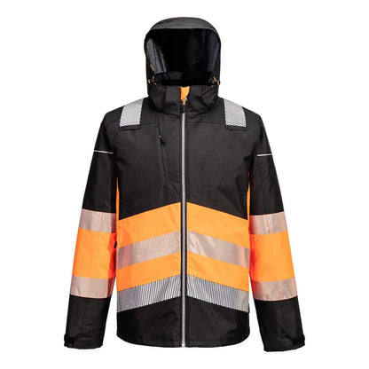 Pw3 Hi Vis Class 1 Winter Jacket Pw364 - Orange Black - Customisable Insulated Jackets
