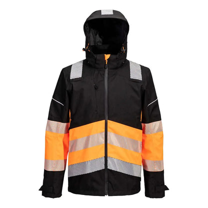 Pw3 Hi Vis Class 1 Extreme Rain Jacket Pw368 - Orange Black - Customisable Rain Jackets