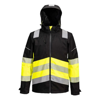 Pw3 Hi Vis Class 1 Extreme Rain Jacket Pw368 - Yellow Black - Customisable Rain Jackets