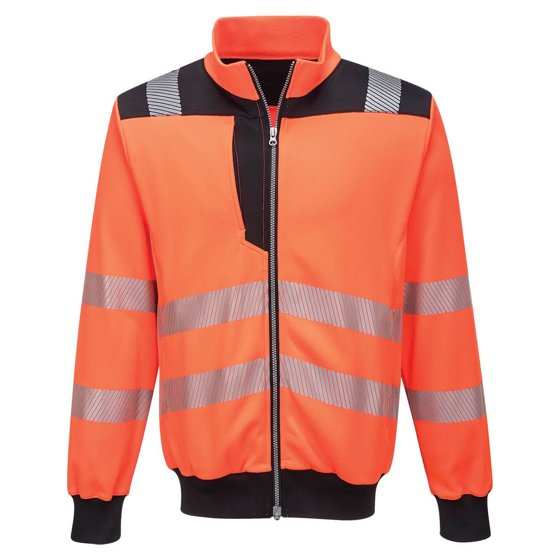 Portwest Pw3 Hi Vis Zip Sweatshirt PW370 - Orange Black - Customisable Hi-Vis Sweatshirt