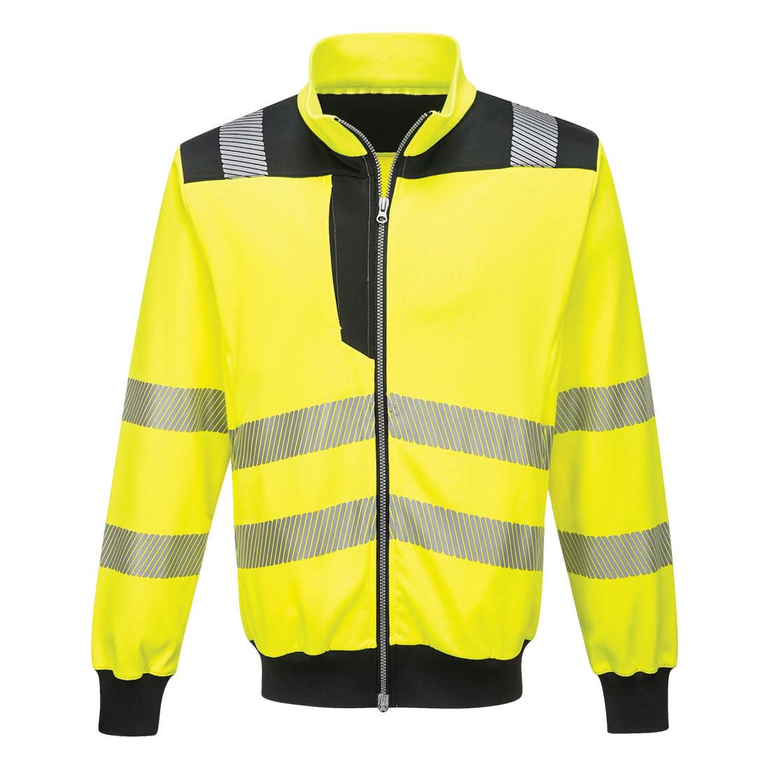 Portwest Pw3 Hi Vis Zip Sweatshirt PW370 - Yellow Black - Customisable Hi-Vis Sweatshirt