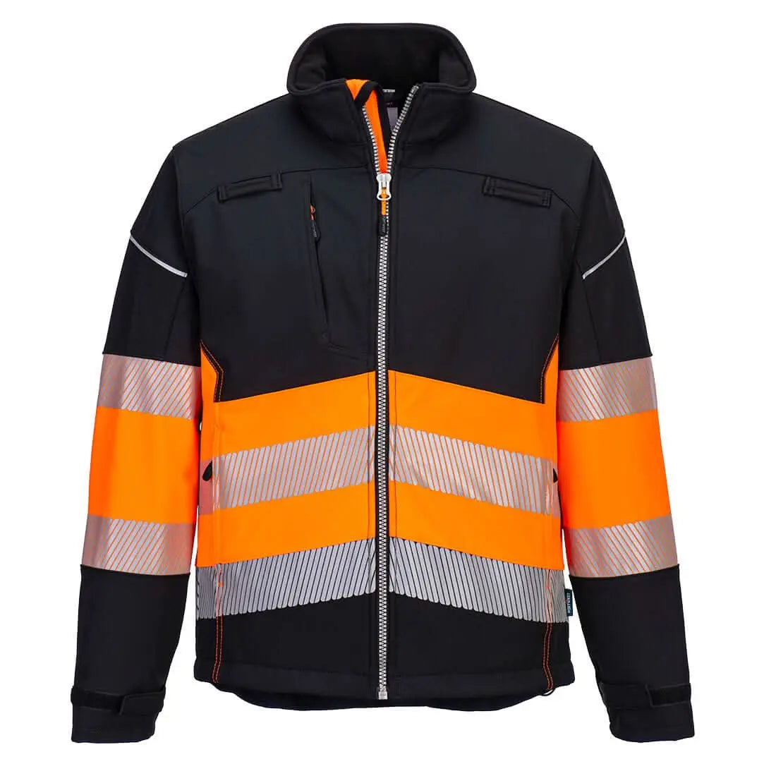 Pw3 Hi Vis Class 1 Softshell (3 L) Pw375 - Black Orange - Customisable Softshell Jackets
