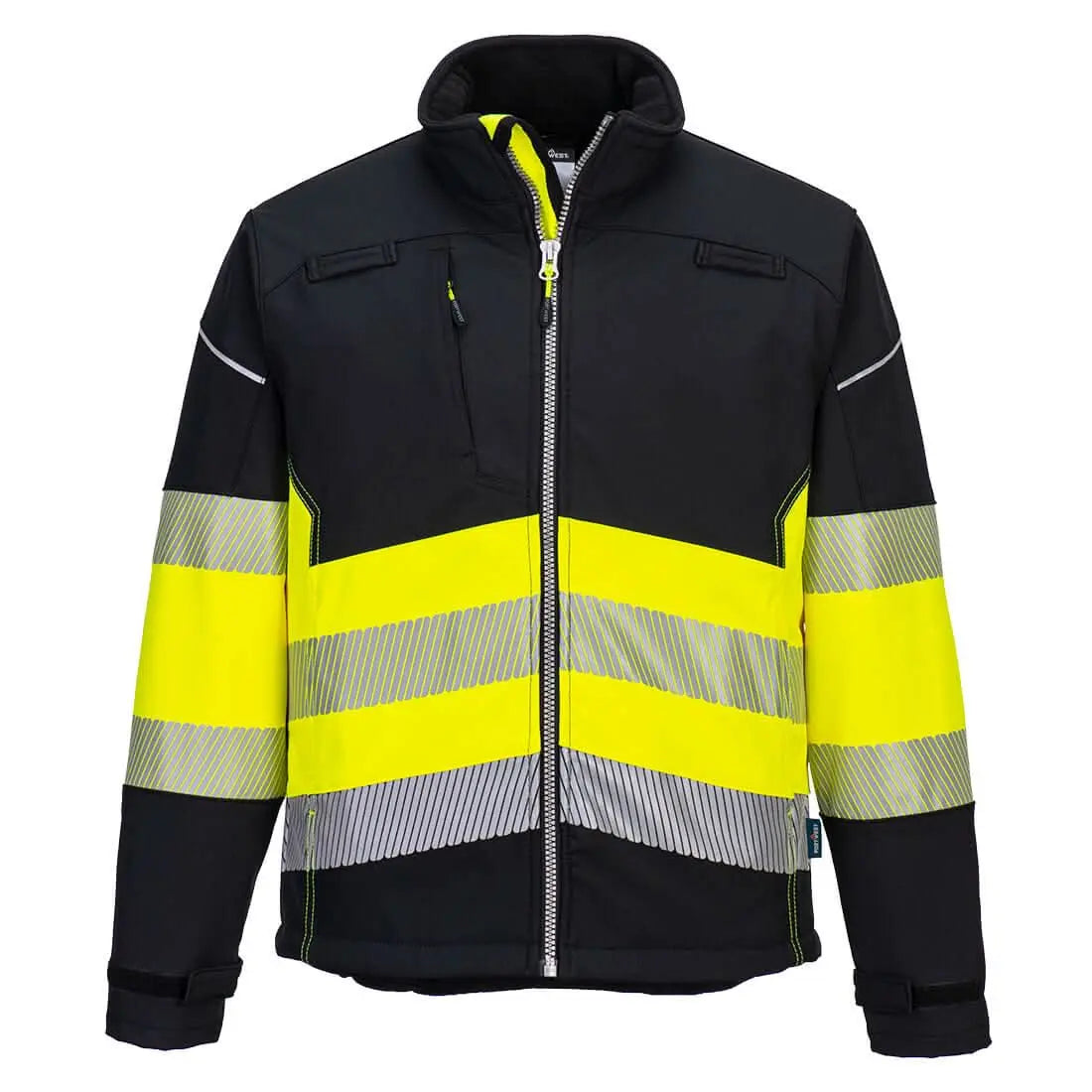 Pw3 Hi Vis Class 1 Softshell (3 L) Pw375 - Black Yellow - Customisable Softshell Jackets