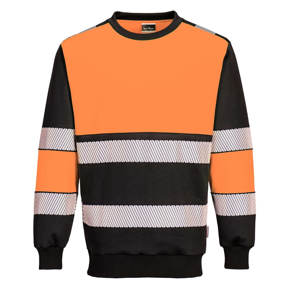 Portwest Pw3 Hi Vis Class 1 Sweatshirt PW376 - Orange Black - Customisable Hi-Vis Sweatshirt