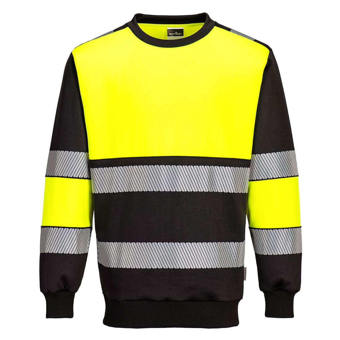 Portwest Pw3 Hi Vis Class 1 Sweatshirt PW376 - Yellow Black - Customisable Hi-Vis Sweatshirt