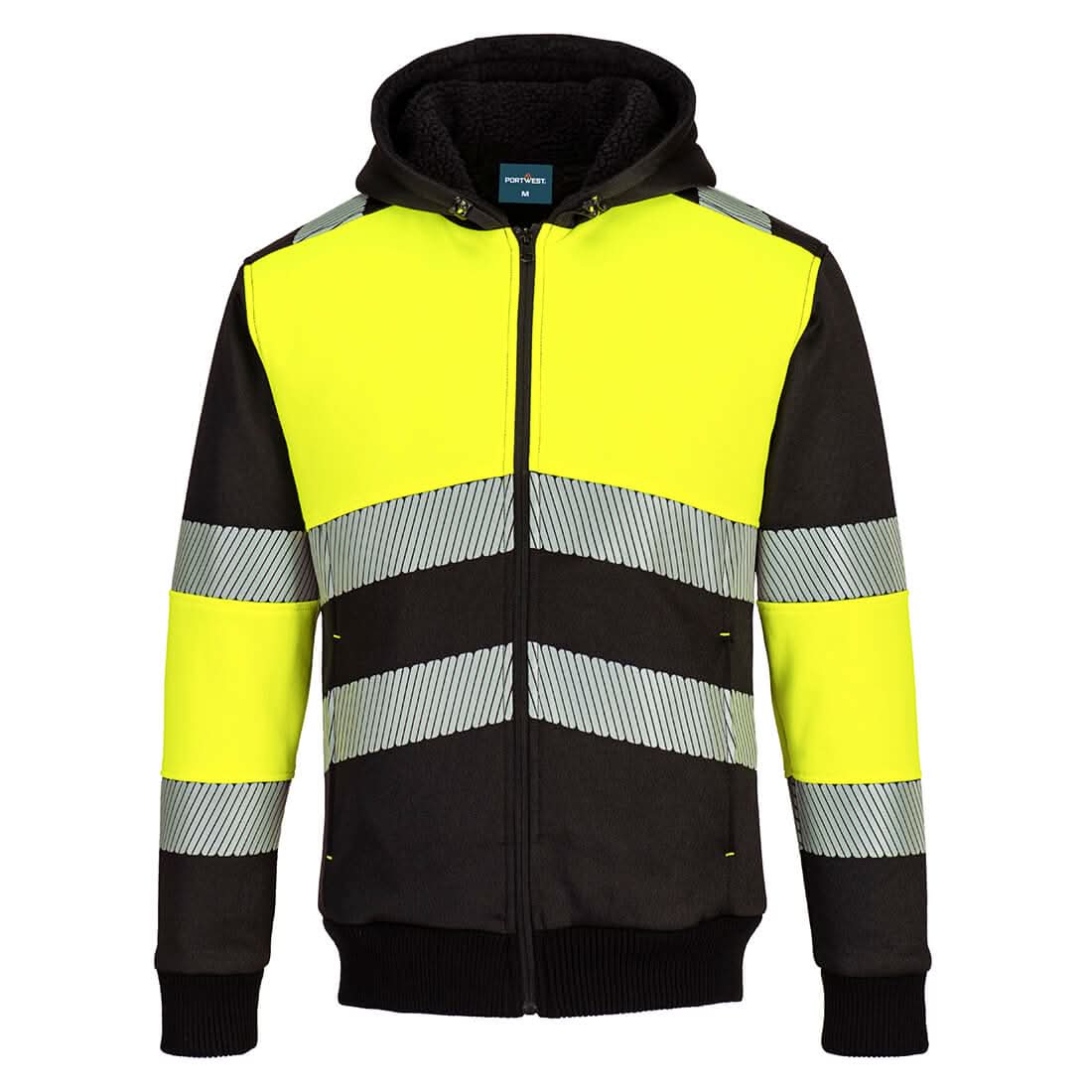 Portwest Pw3 Zipped Class 1 Winter Hoodie PW377 - Yellow Black - Customisable Hoodies