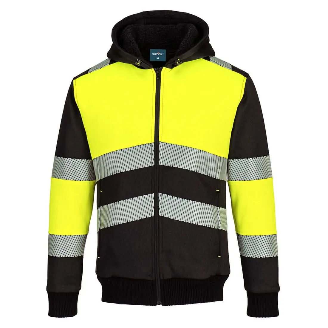 Pw3 Hi Vis Zipped Class 1 Winter Hoodie Pw377 - Yellow Black - Customisable Hoodies