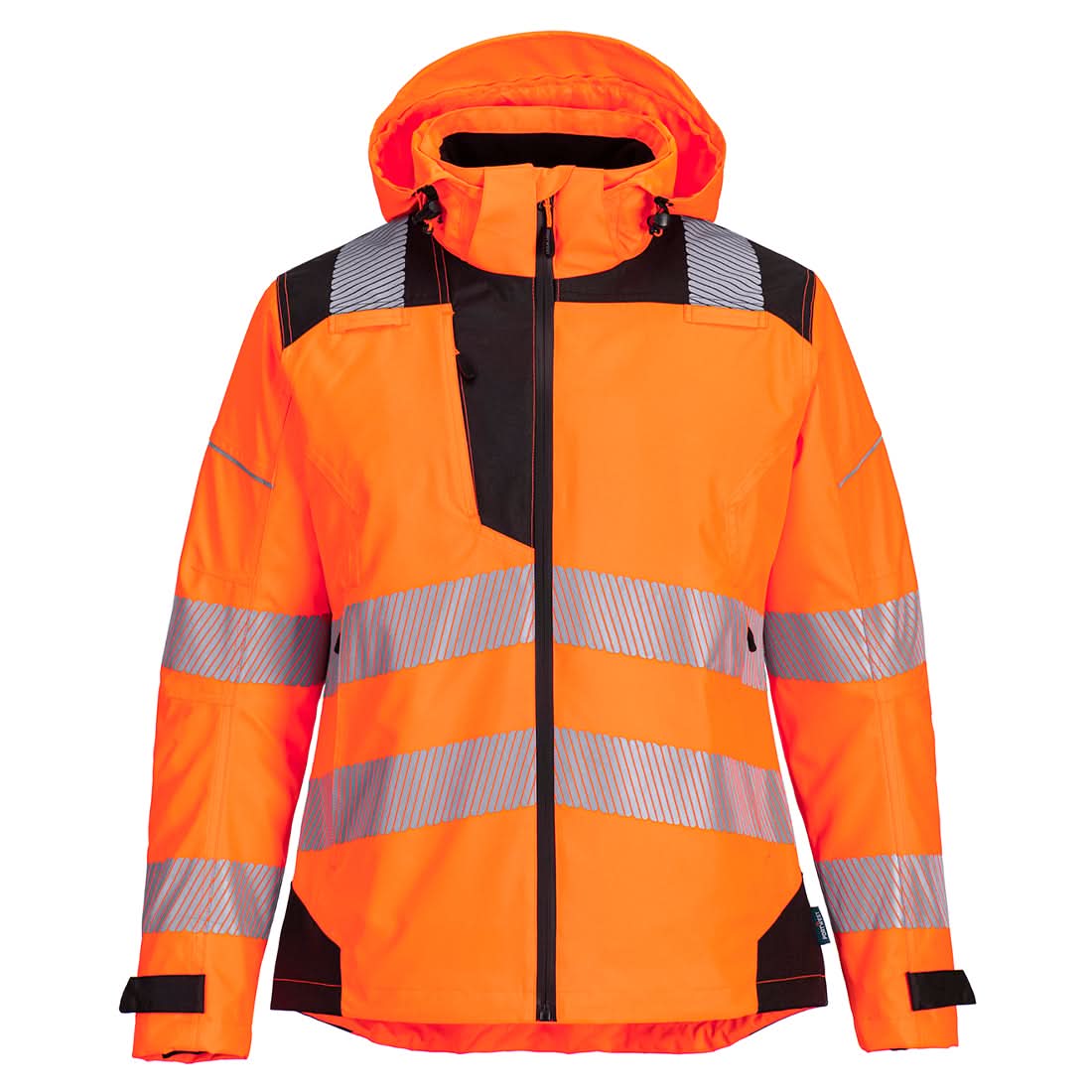 Portwest Pw3 Hi Vis WomenS Rain Jacket PW389 - Orange Black - Customisable Jacket