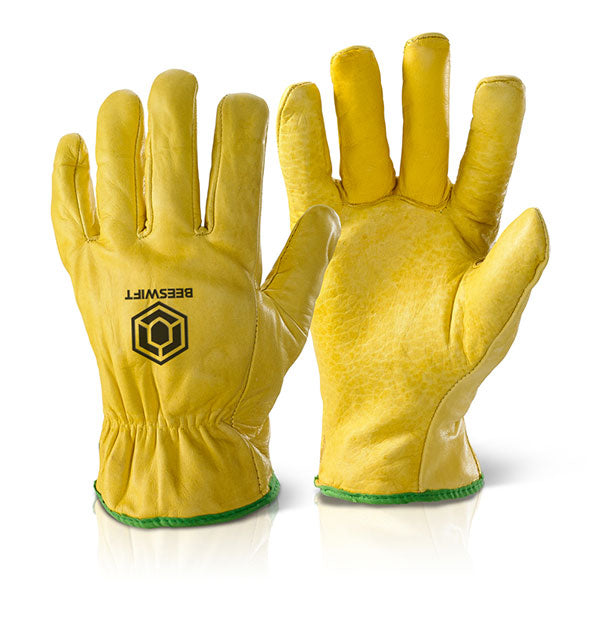 Beeswift Quality Lined Drivers Gloves - Yellow - Customisable Leather