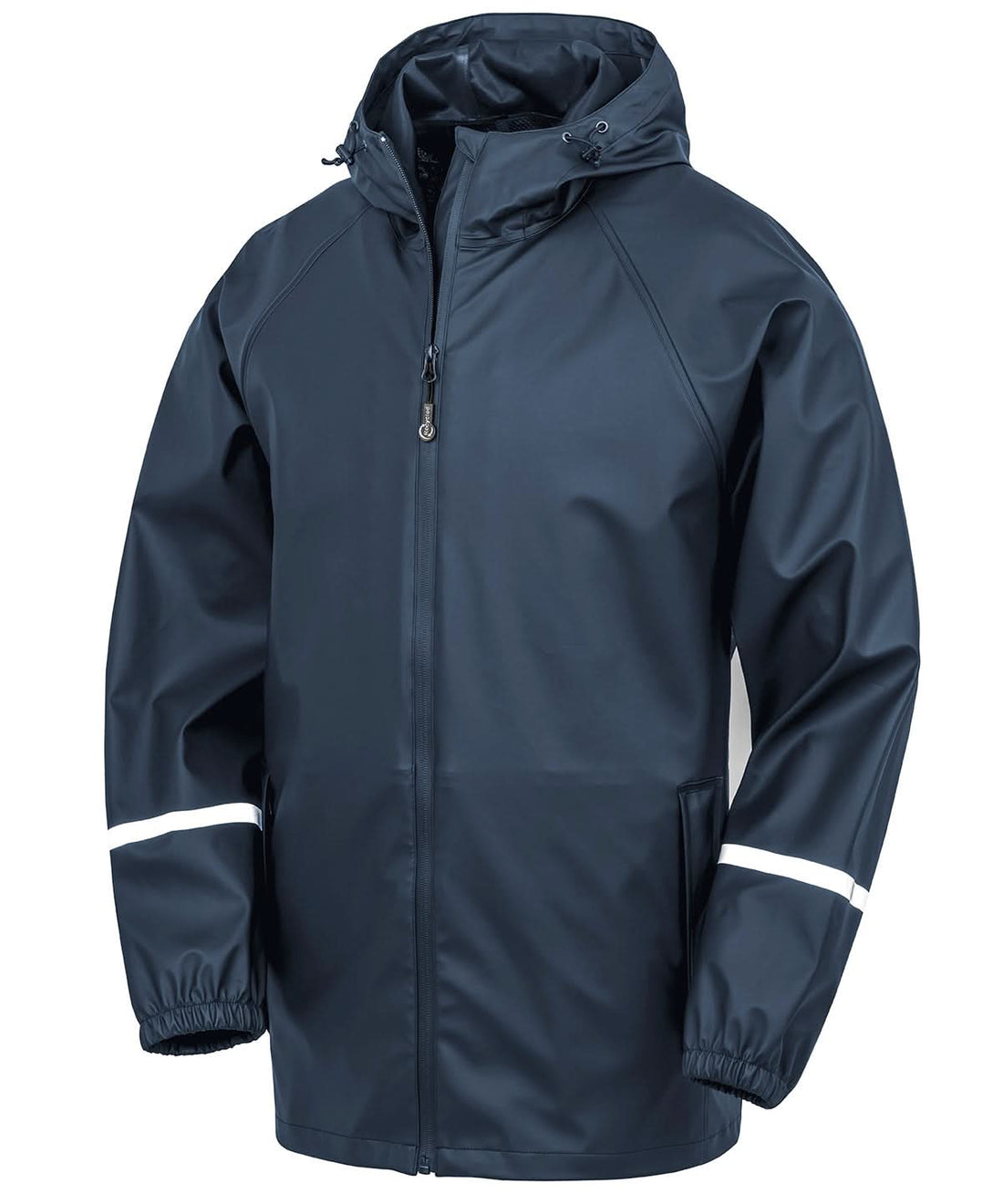 Result Genuine Recycled Prism PU waterproof jacket with reflective bands and recycled backing R915X - Navy - Customisable Jacket