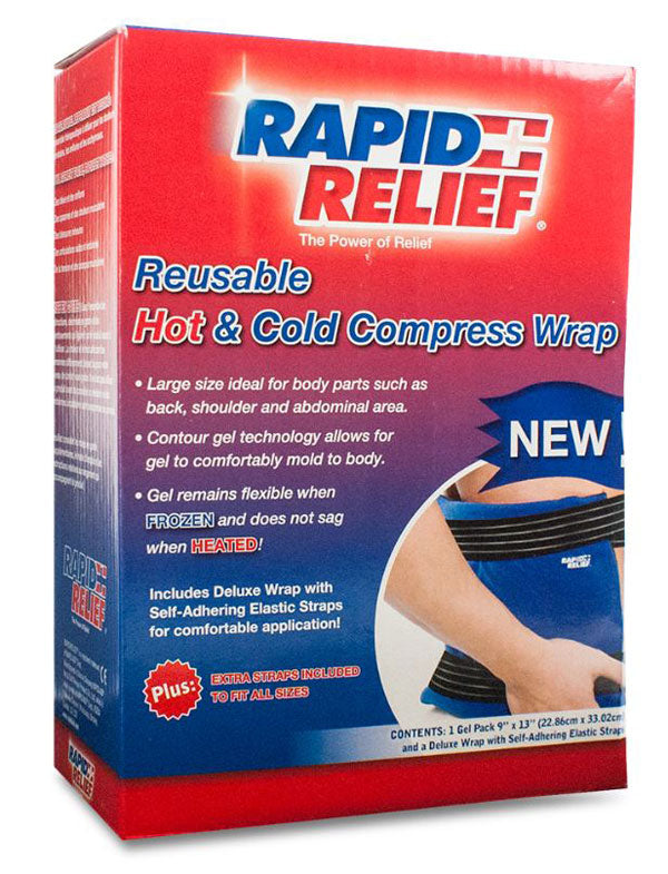 Rapid Relief Rapid Relief Deluxe Reusable Hot/Cold Compress Wrap &quot;X &quot; - Blue 13&quot; - Customisable Therapy
