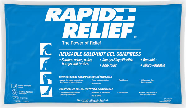 Rapid Relief Rapid Relief Reusable Hot/Cold Gel Compress &quot;X &quot; - White 9&quot; - Customisable Therapy