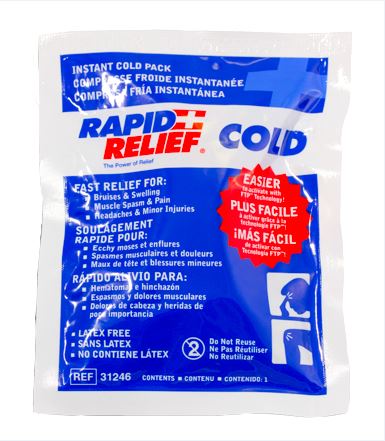Rapid Relief Rapid Relief Instant Cold Pack Small L &quot;X &quot; - White 6&quot; - Customisable Therapy