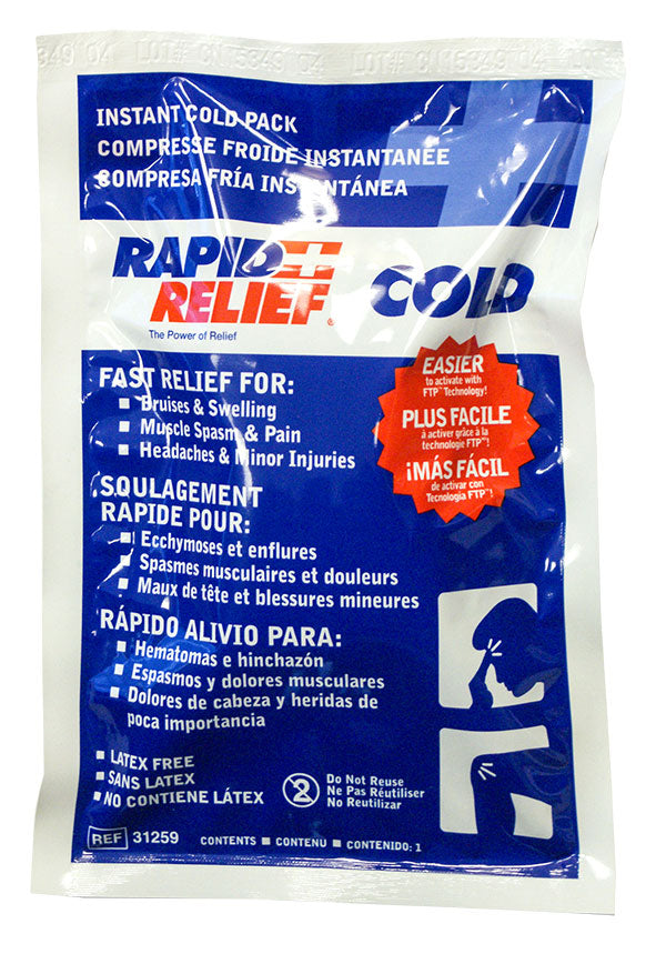 Rapid Relief Rapid Relief Instant Cold Pack Large &quot;X &quot; - White 9&quot; - Customisable Therapy