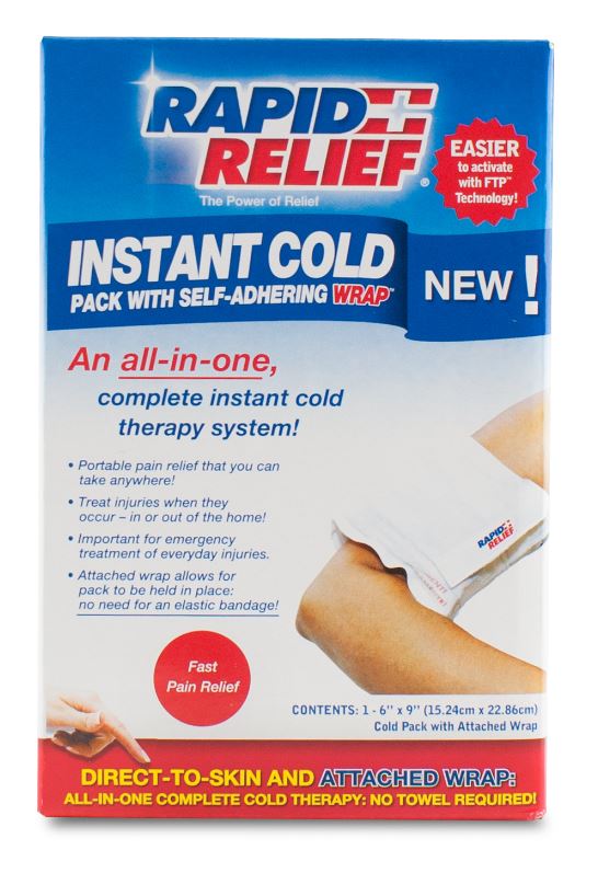 Rapid Relief Rapid Relief Instant Cold Pack With Self Adhering Wrap &quot;X&quot; - White 9&quot; - Customisable Therapy