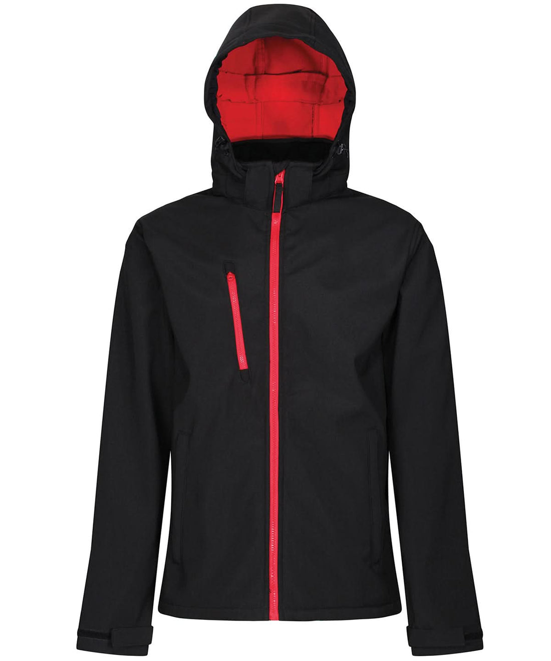 Regatta Professional Venturer 3 layer hooded softshell jacket RG152 - Black Red - Customisable Softshell Jacket