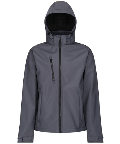 Regatta Professional Venturer 3 layer hooded softshell jacket RG152 - Seal Grey Black - Customisable Softshell Jacket