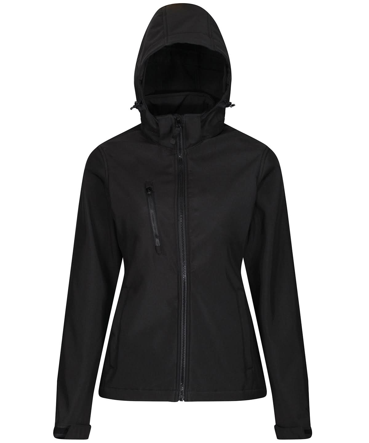 Regatta Professional Womens venturer 3 layer hooded softshell jacket RG153 - Black - Customisable Softshell Jacket