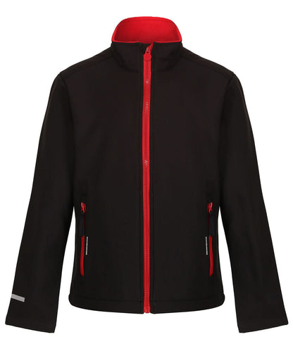 Regatta Junior Kids Ablaze softshell jacket RG332 - Black Classic Red - Customisable Softshell Jacket