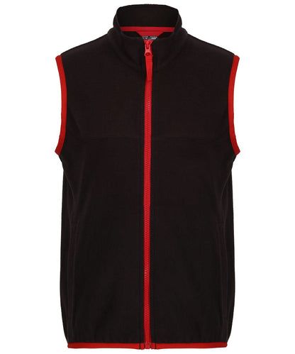 Regatta Junior Kids microfleece bodywarmer RG333 - Black Classic Red - Customisable Gilets &amp; Body Warmers