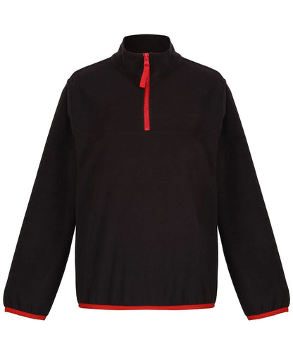 Regatta Junior Kids half zip microfleece RG334 - Black Classic Red - Customisable Fleece