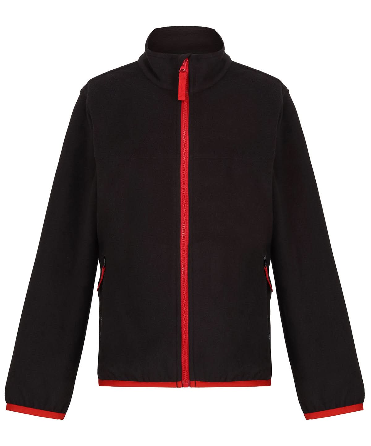 Regatta Junior Kids full zip microfleece RG335 - Black Classic Red - Customisable Fleece