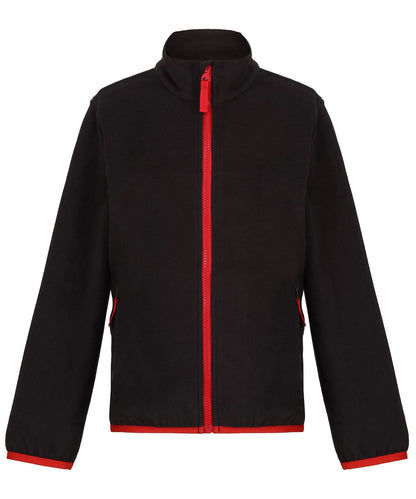 Regatta Junior Kids full zip microfleece RG335 - Black Classic Red - Customisable Fleece