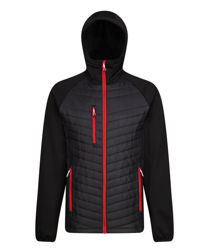 Regatta Professional Navigate hybrid hooded jacket RG339 - Black Classic Red - Customisable Jackets