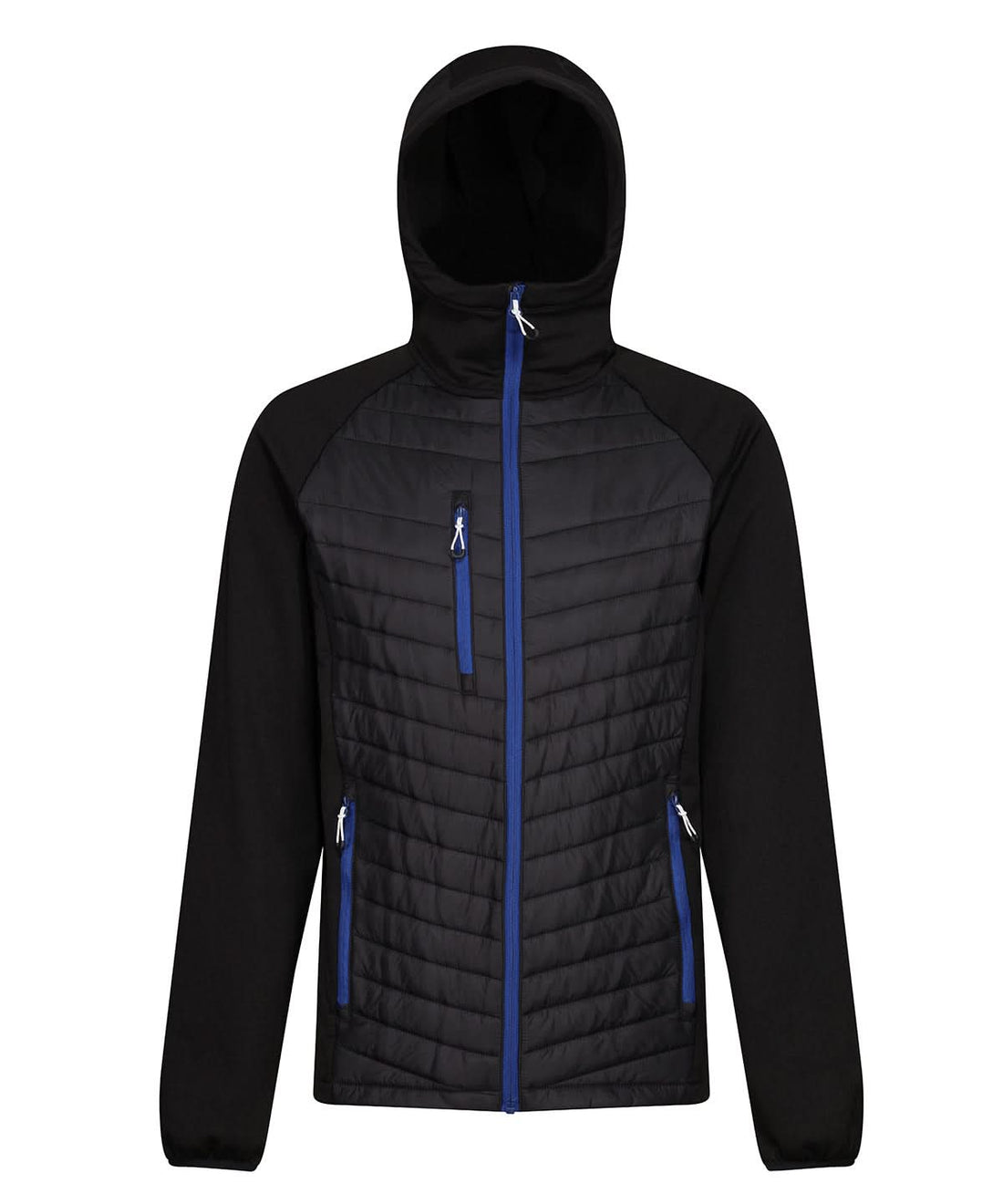 Regatta Professional Navigate hybrid hooded jacket RG339 - Black New Royal - Customisable Jackets