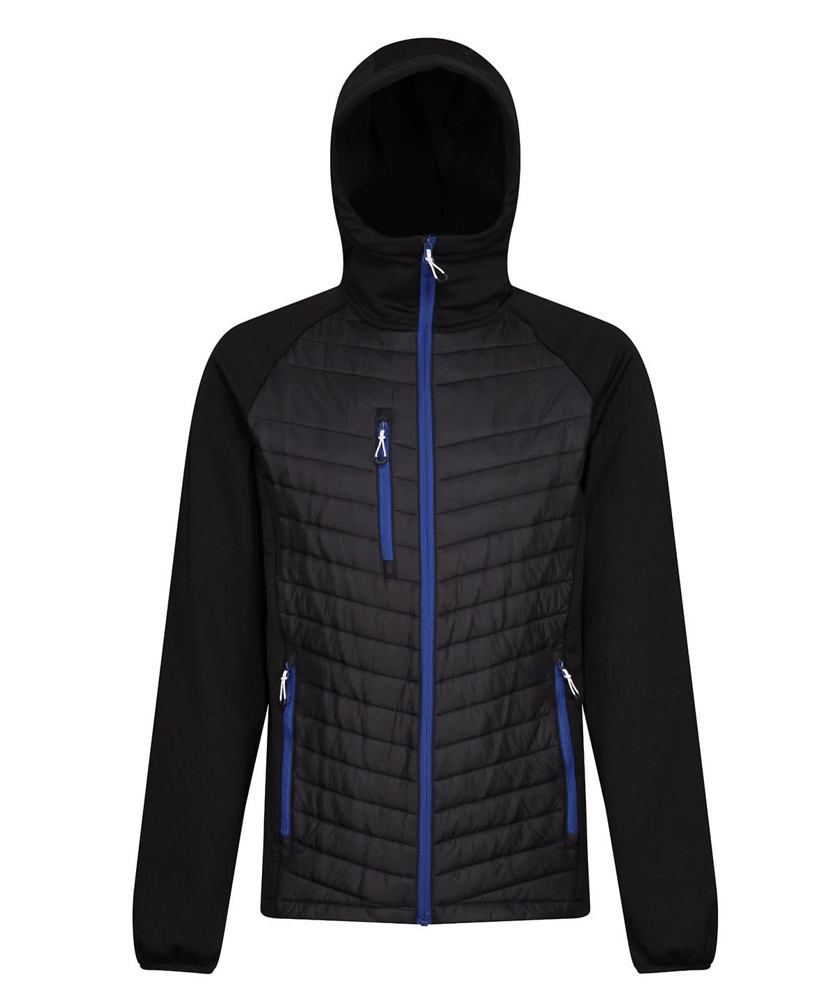 Regatta Professional Navigate hybrid hooded jacket RG339 - Black New Royal - Customisable Jackets