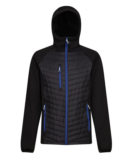 Regatta Professional Navigate hybrid hooded jacket RG339 - Black New Royal - Customisable Jackets