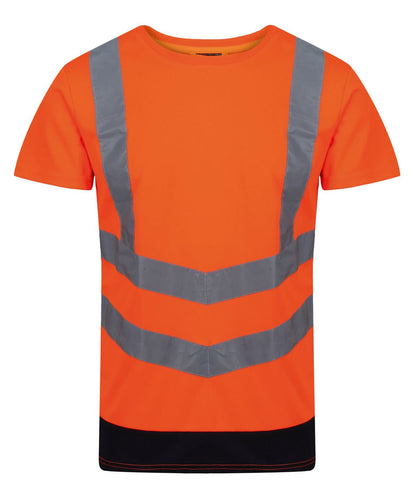 Regatta High Visibility Pro hi vis short sleeve t shirt RG463 - Orange Navy - Customisable Hi-Vis T-Shirts