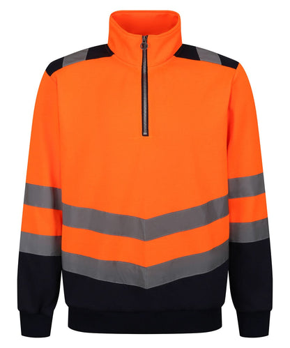 Regatta High Visibility Pro hi vis zip sweatshirt RG466 - Orange Navy - Customisable Hi-Vis Sweatshirt
