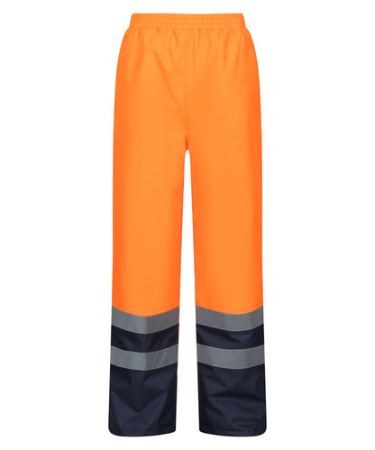 Regatta High Visibility Pro hi vis insulated overtrousers RG468 - Orange Navy - Customisable Hi-Vis Trousers