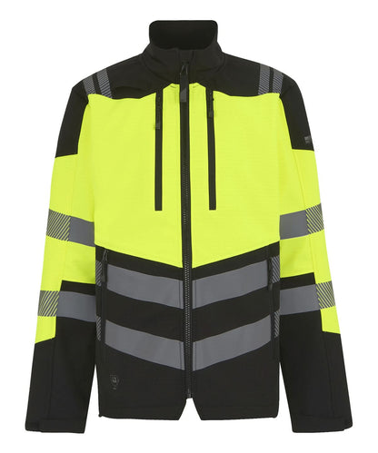 Regatta High Visibility Hi Vis X Pro 3 layer softshell jacket Class 2 RG478 - Black Yellow - Customisable Softshell Jacket