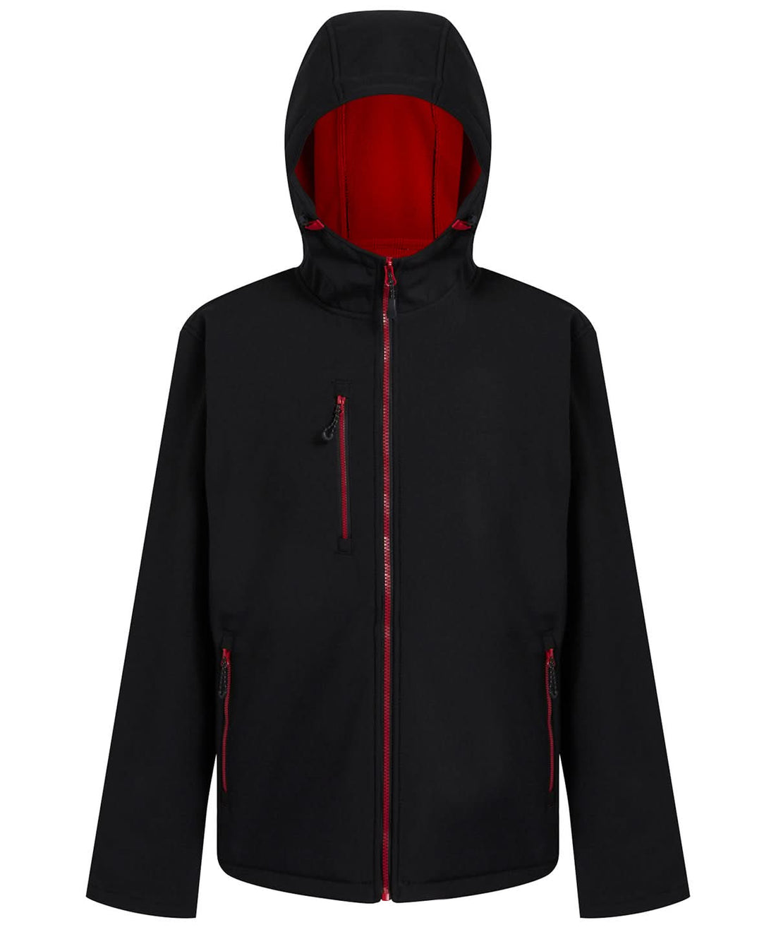 Regatta Professional Navigate 2 layer hooded softshell jacket RG594 - Black Classic Red - Customisable Softshell Jacket