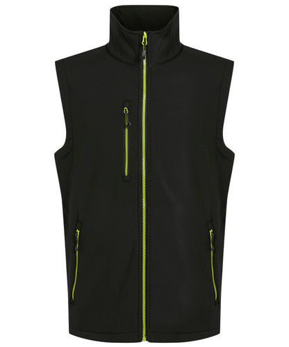 Regatta Professional Navigate 2 layer softshell bodywarmer RG595 - Black Lime - Customisable Bodywarmer