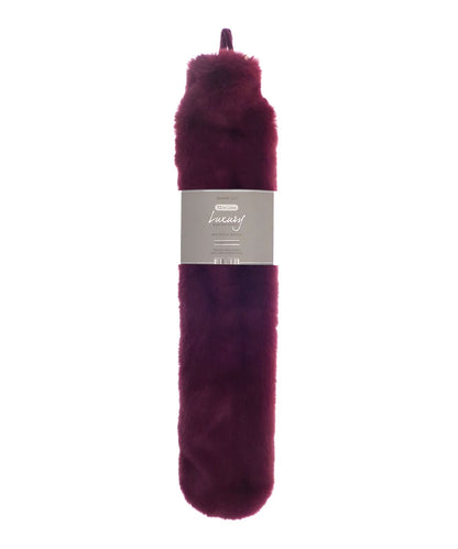 Ribbon Super luxury faux fur long hot water bottle and cover RI022 - Plum One size - Customisable Hot Water Bottles &amp; Covers