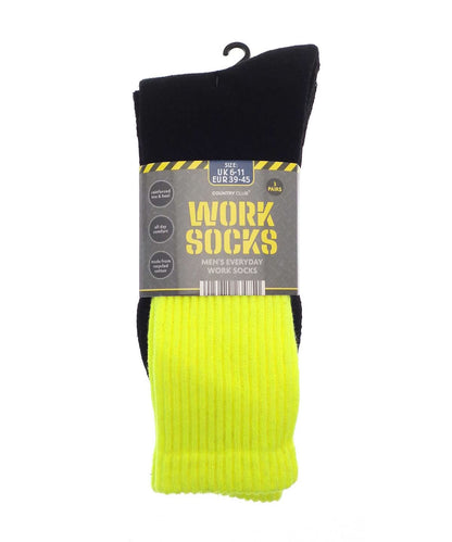 Ribbon Mens 3 pack work socks recycled cotton RI024 - Black Hi Vis One size - Customisable Socks
