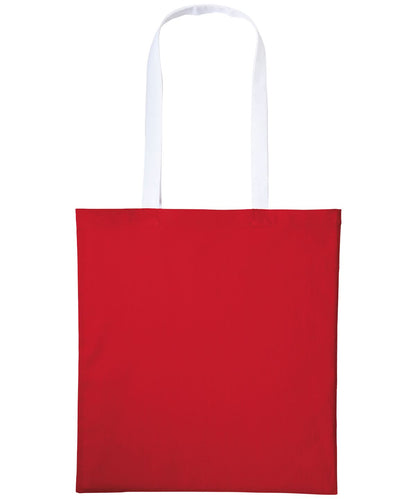 Nutshell Varsity cotton shopper long handle RL150 - Fire Red White One size - Customisable Bags