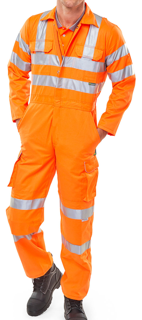 Beeswift Hi Vis Railspec Coverall - Orange - Customisable Coveralls